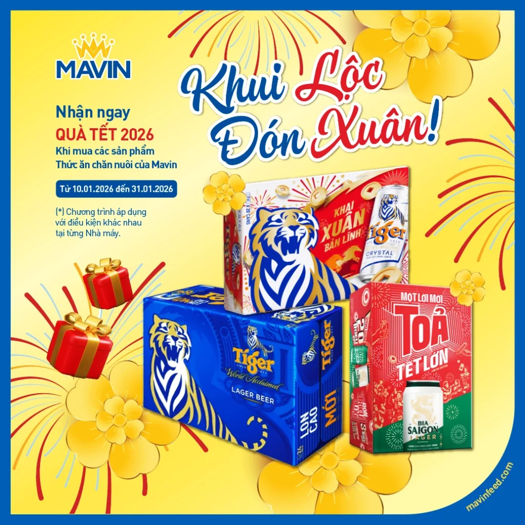 Tặng quà Tết 2026 khi mua sản phẩm Thức ăn chăn nuôi Mavin