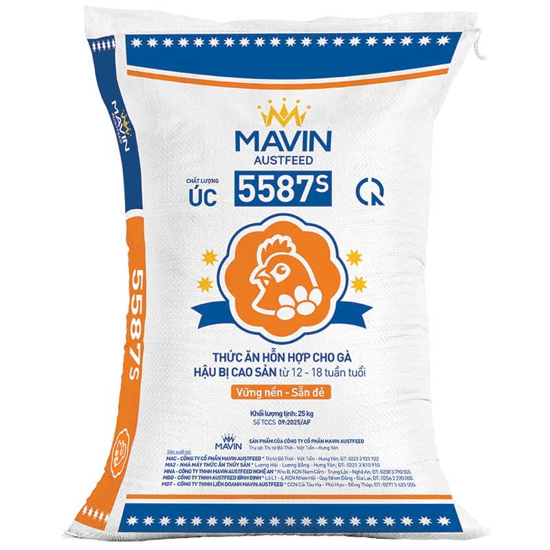 5587S – Thức ăn hỗn hợp cho gà hậu bị cao sản từ 12 – 18 tuần tuổi, thương hiệu Mavin Austfeed