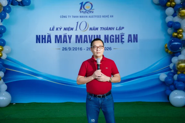 Ông Đào Mạnh Hòa chia sẻ tại lễ kỷ niệm 10 năm Mavin Austfeed Nghệ An